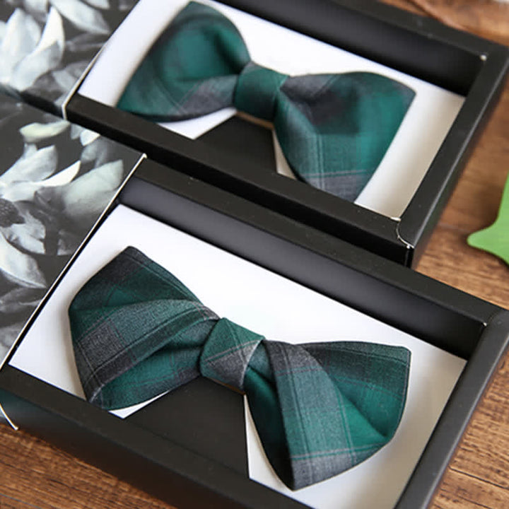 Men's British Style Plaid Pattern Groom Bow Tie - image 10