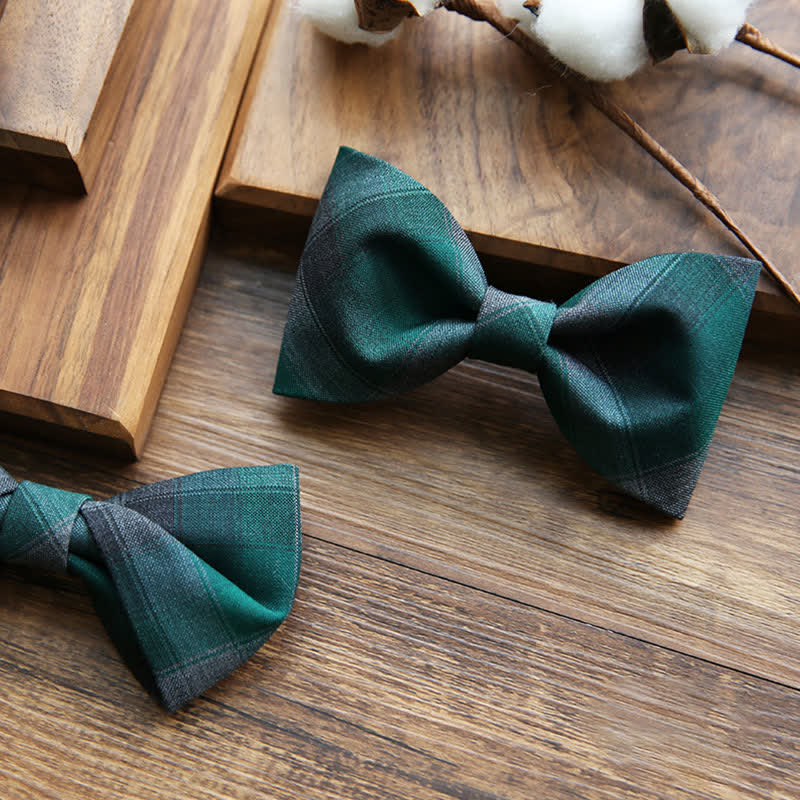 Men's British Style Plaid Pattern Groom Bow Tie - image 9
