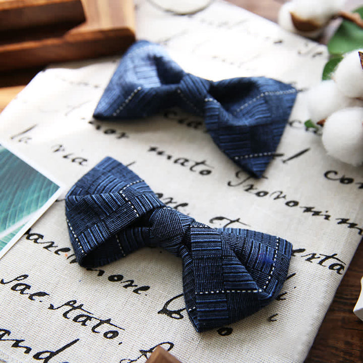 Men's British Style Plaid Pattern Groom Bow Tie - image 0