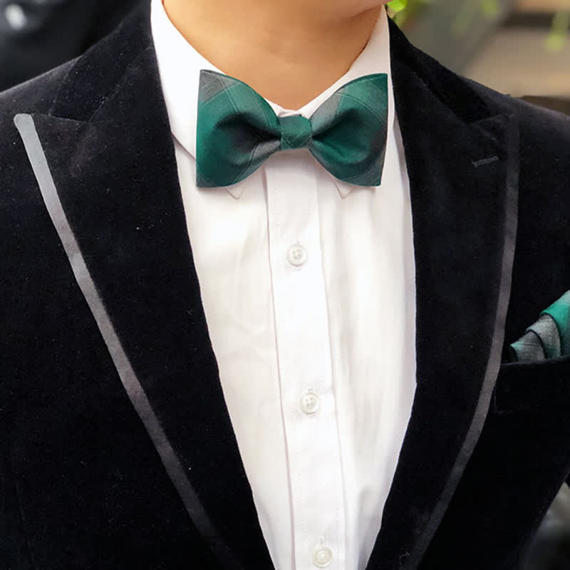 Men's British Style Plaid Pattern Groom Bow Tie - image 8