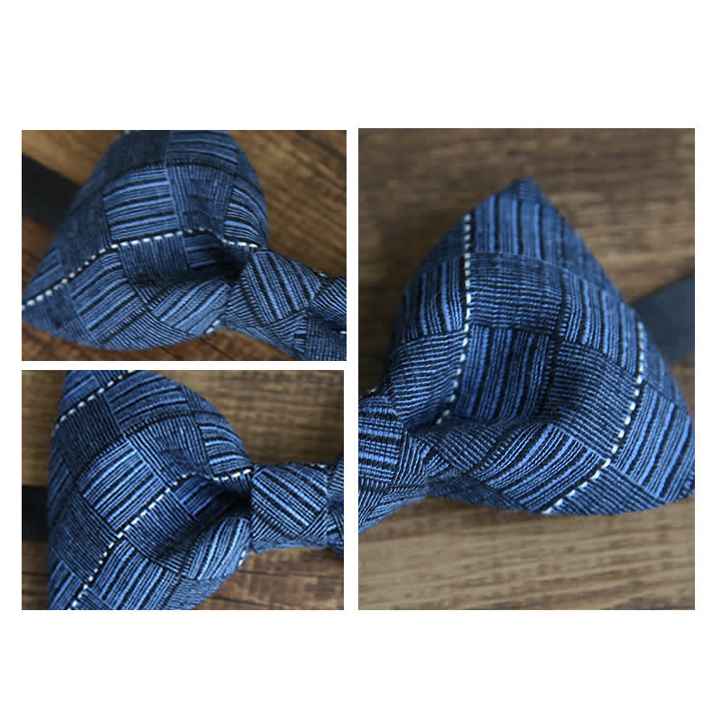 Men's British Style Plaid Pattern Groom Bow Tie - image 3