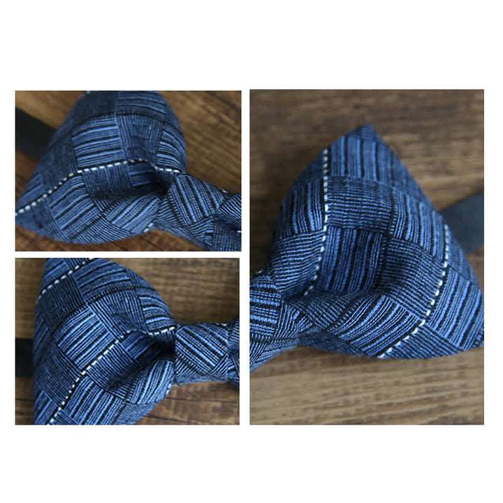 Men's British Style Plaid Pattern Groom Bow Tie - image 3