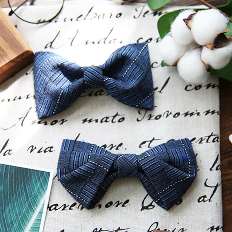 Men's British Style Plaid Pattern Groom Bow Tie - image 4