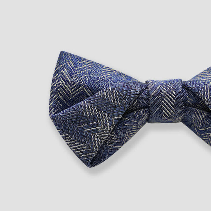 Men's Blue Series Flower Herringbone Pattern Denim Bow Tie - image 8