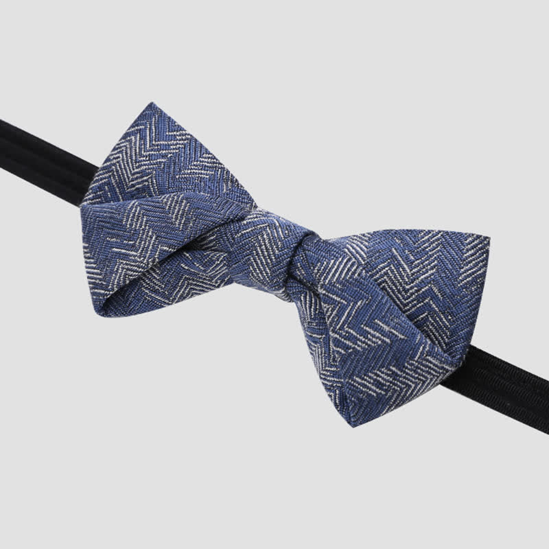 Men's Blue Series Flower Herringbone Pattern Denim Bow Tie - image 7