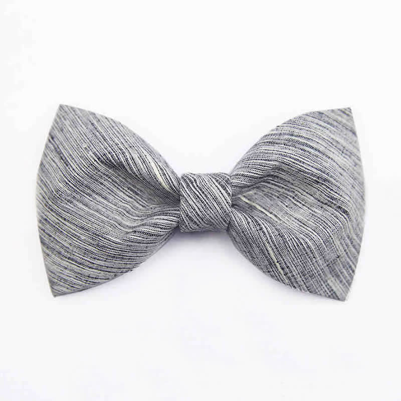 Men's Distintive Twilled Patterned Silk Bow Tie - Gray - image 4