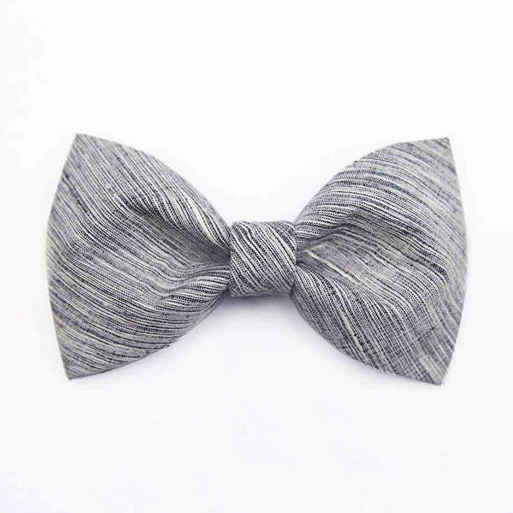 Men's Distintive Twilled Patterned Silk Bow Tie - Gray - image 4