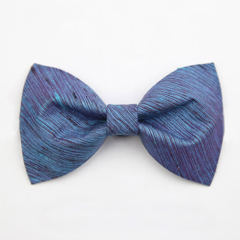Men's Distintive Twilled Patterned Silk Bow Tie - Blue - image 0