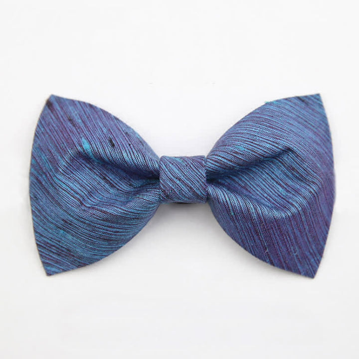 Men's Distintive Twilled Patterned Silk Bow Tie - Blue - image 0