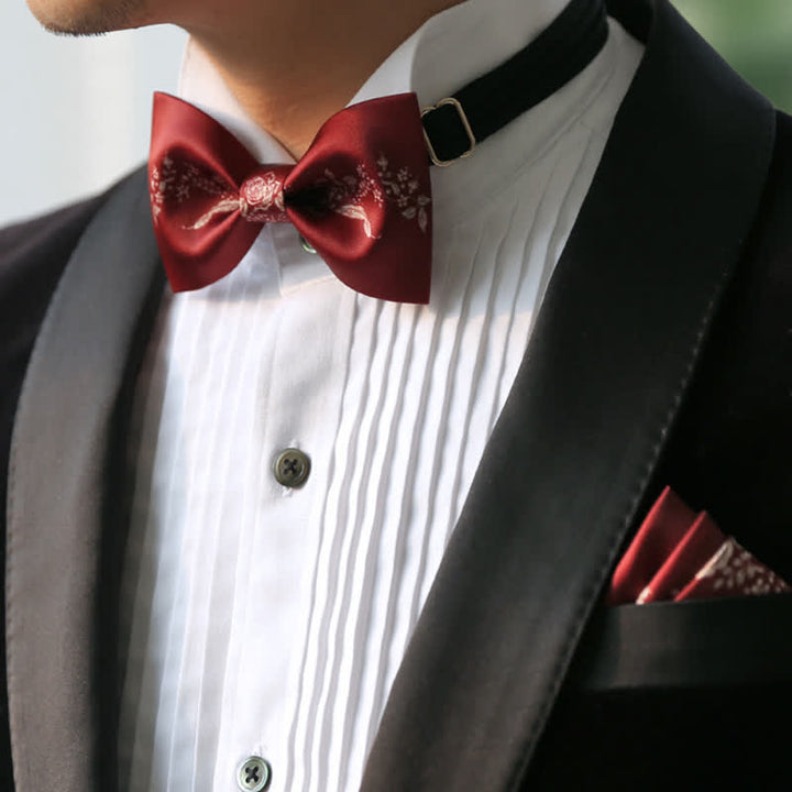 Men's Elegant Floral Plant Pattern Wedding Bow Tie - image 1