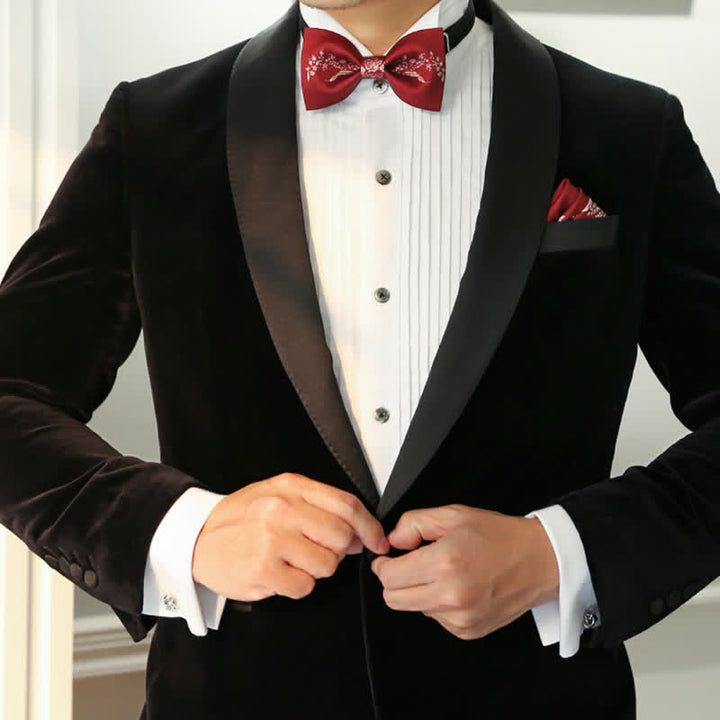 Men's Elegant Floral Plant Pattern Wedding Bow Tie - image 7