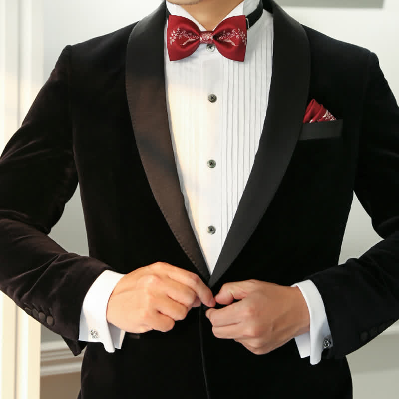 Men's Elegant Floral Plant Pattern Wedding Bow Tie - image 7