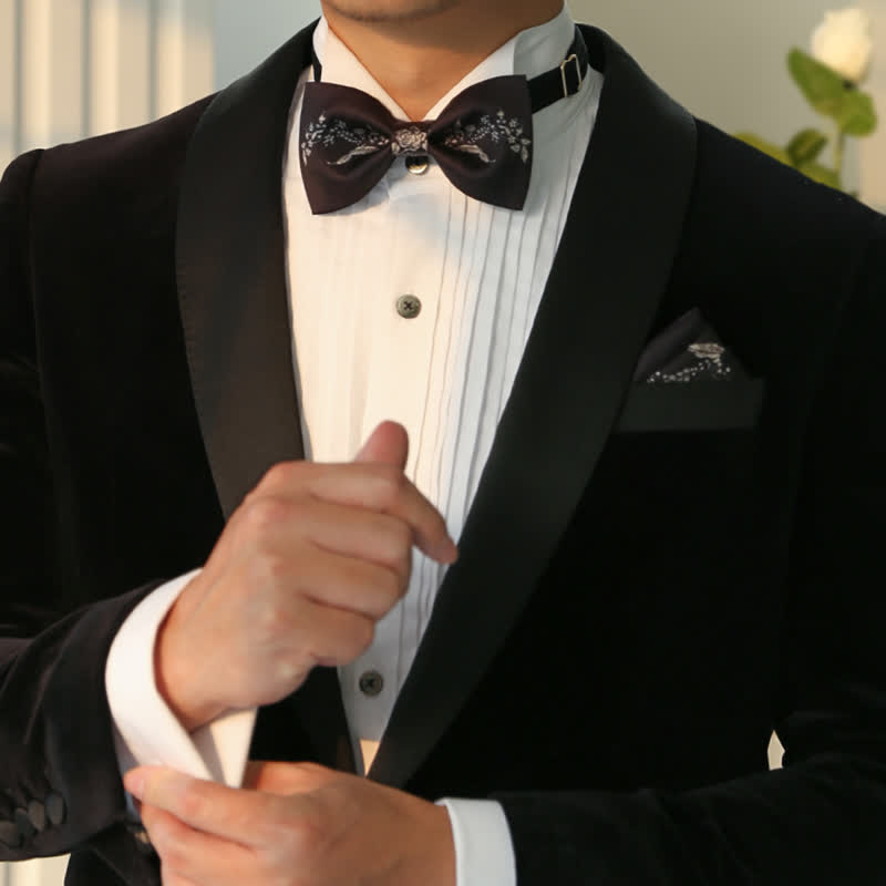 Men's Elegant Floral Plant Pattern Wedding Bow Tie - image 9
