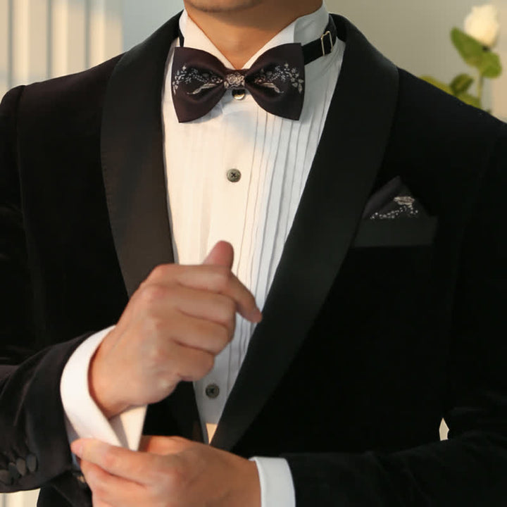Men's Elegant Floral Plant Pattern Wedding Bow Tie - image 9
