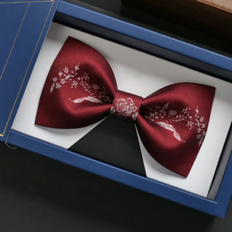 Men's Elegant Floral Plant Pattern Wedding Bow Tie - image 2