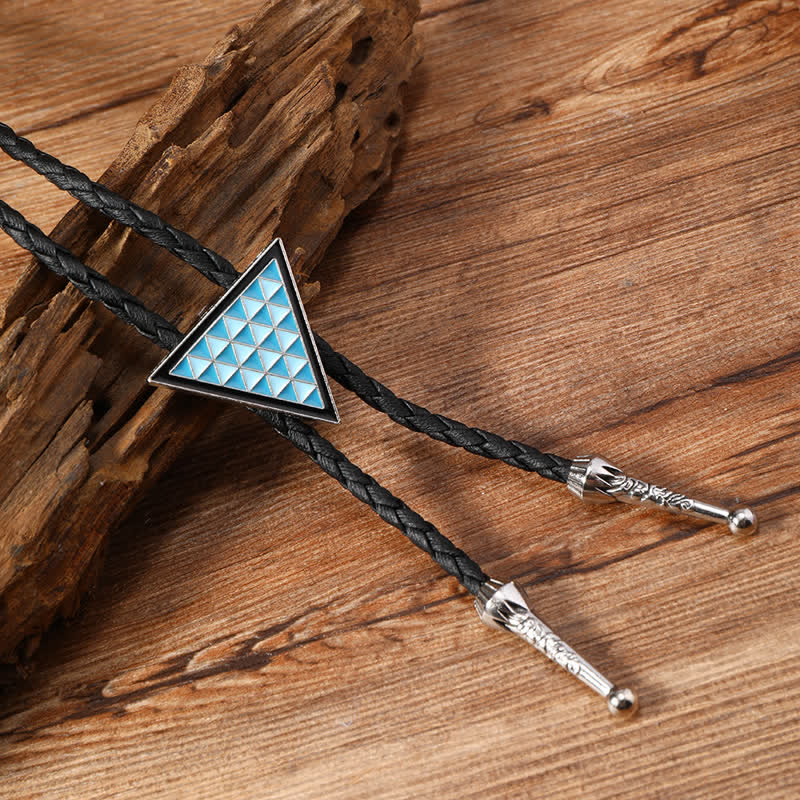 Blue Enameled Oval Flowers Triangle Bolo Tie - Triangle - image 10