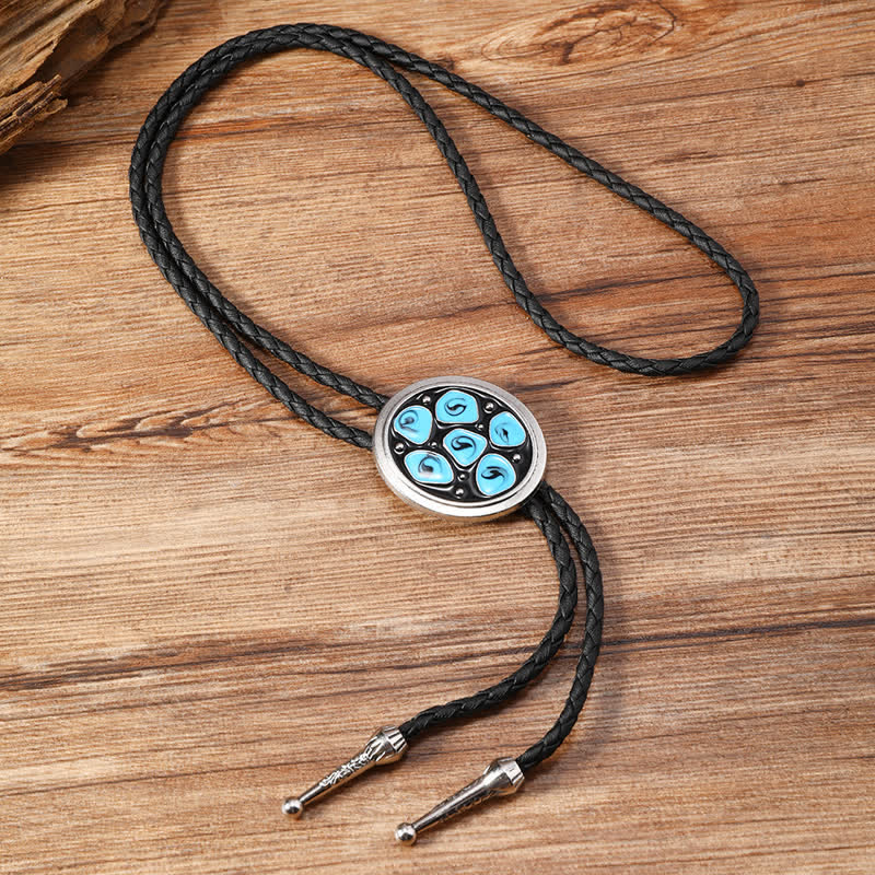 Blue Enameled Oval Flowers Triangle Bolo Tie - image 3