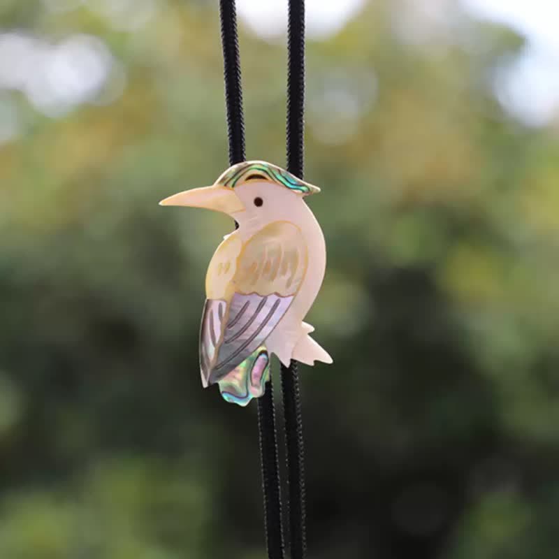 Exotic Parrot Natural Birds Shaped Shell Bolo Tie - image 6