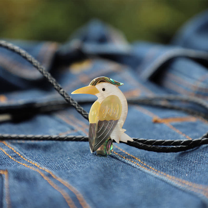 Exotic Parrot Natural Birds Shaped Shell Bolo Tie - PU Leather - image 0