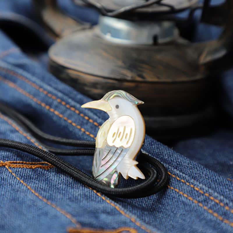 Exotic Parrot Natural Birds Shaped Shell Bolo Tie - image 5