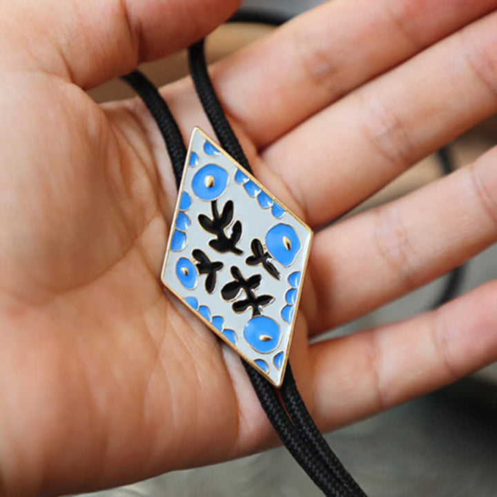 Colorful Small Flower Retro Rhombus Bolo Tie - image 2