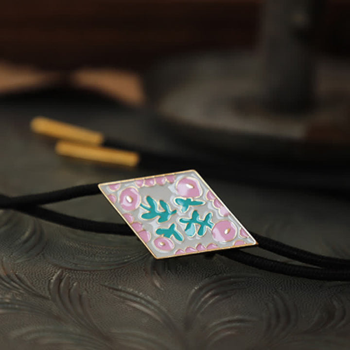 Colorful Small Flower Retro Rhombus Bolo Tie