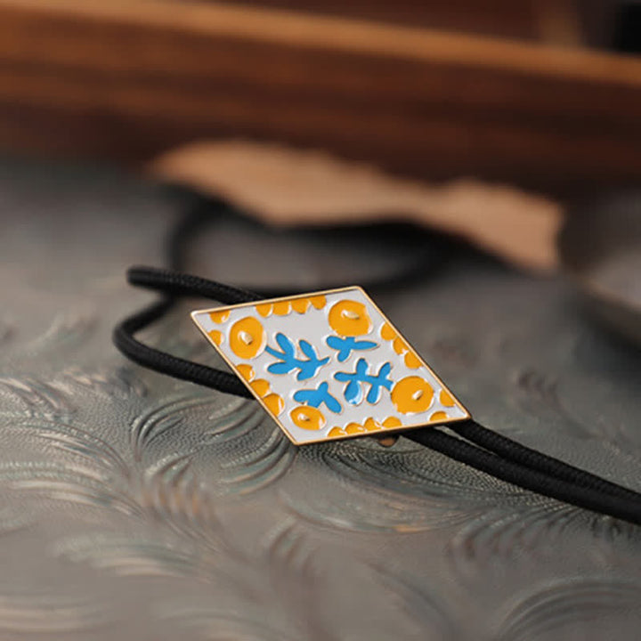 Colorful Small Flower Retro Rhombus Bolo Tie - image 12