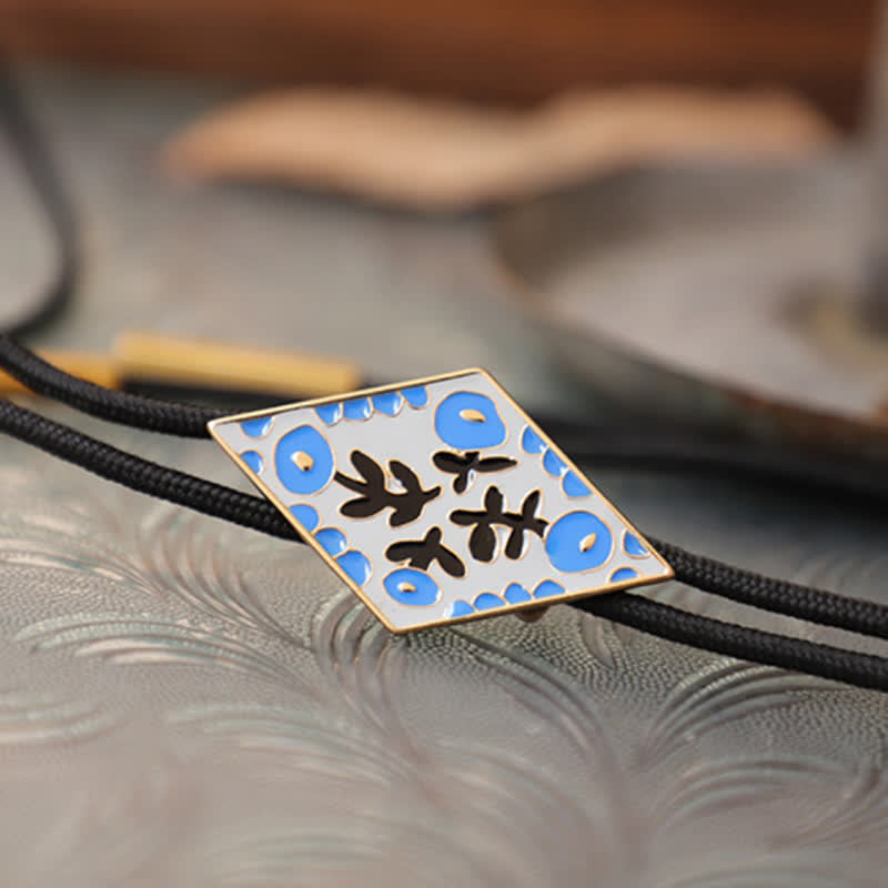 Colorful Small Flower Retro Rhombus Bolo Tie - image 3