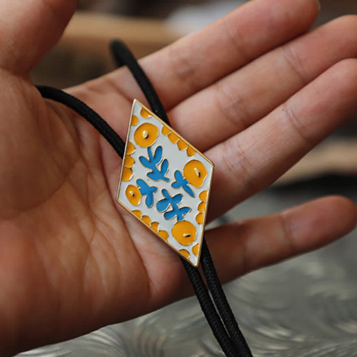 Colorful Small Flower Retro Rhombus Bolo Tie - image 11