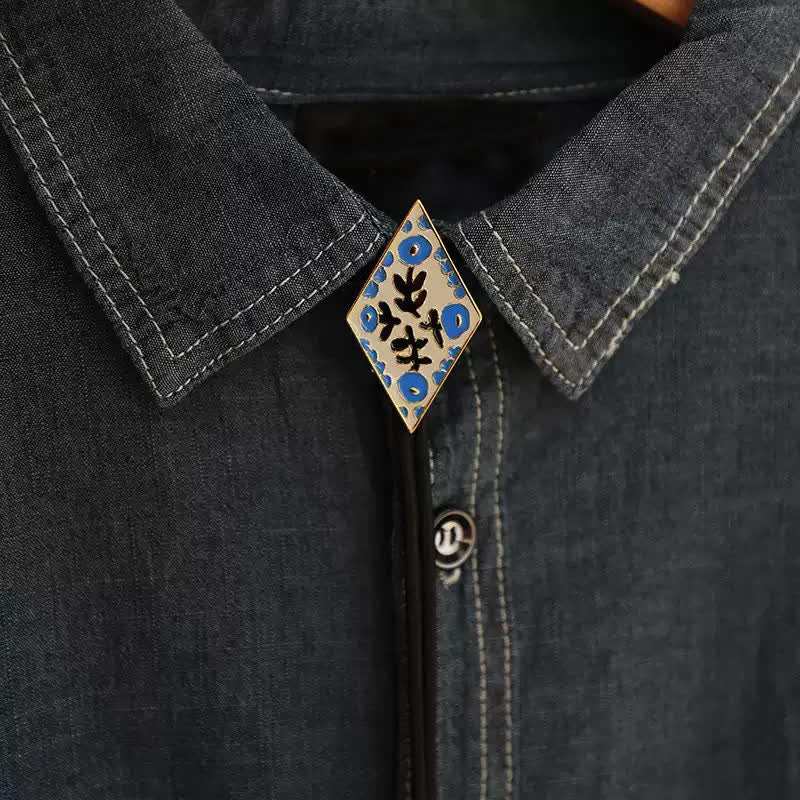 Colorful Small Flower Retro Rhombus Bolo Tie - image 1