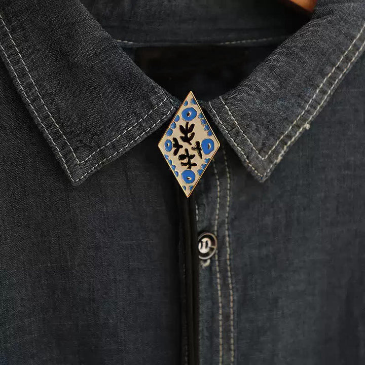 Colorful Small Flower Retro Rhombus Bolo Tie - image 1