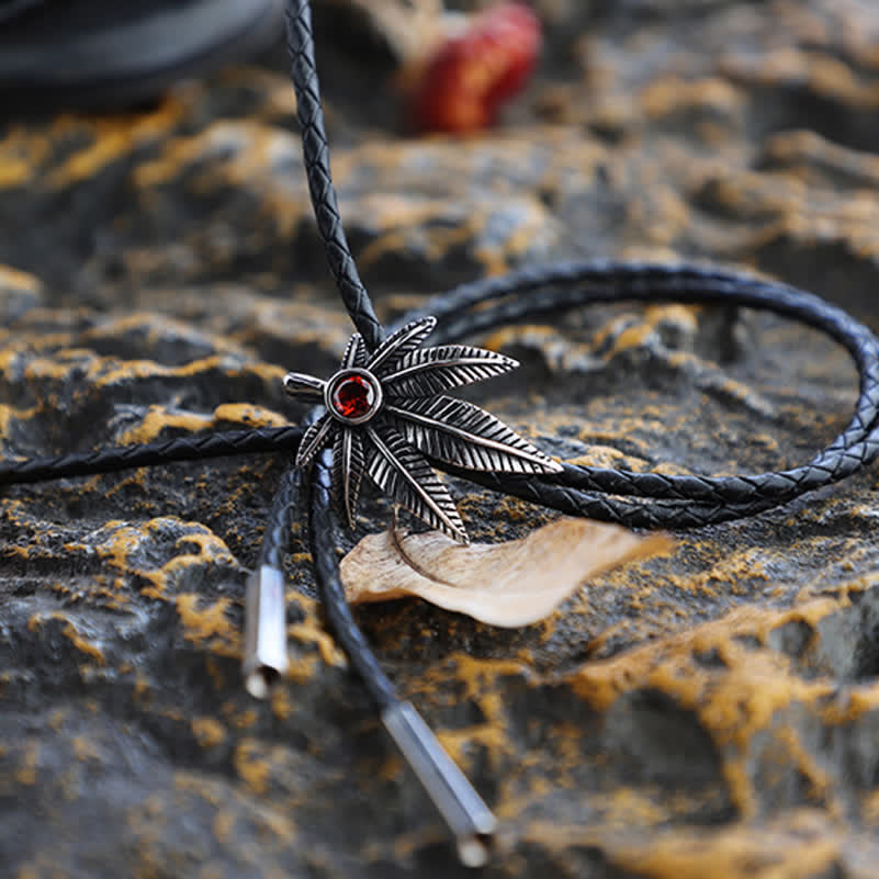 Punk Western Cowboy Maple Leaf Shaped Bolo Tie - image 2