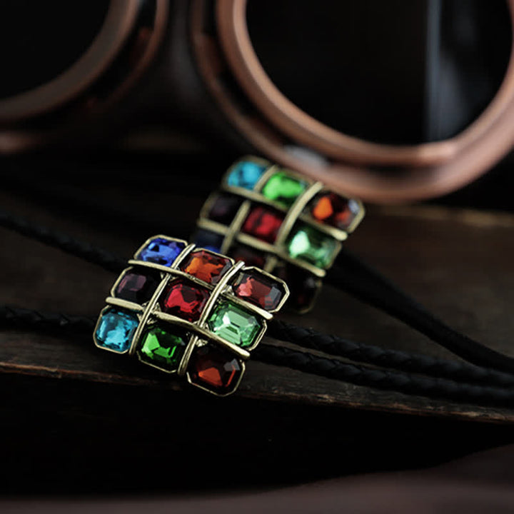 Geometric Mosaic Cube Gemstone Bolo Tie - image 4
