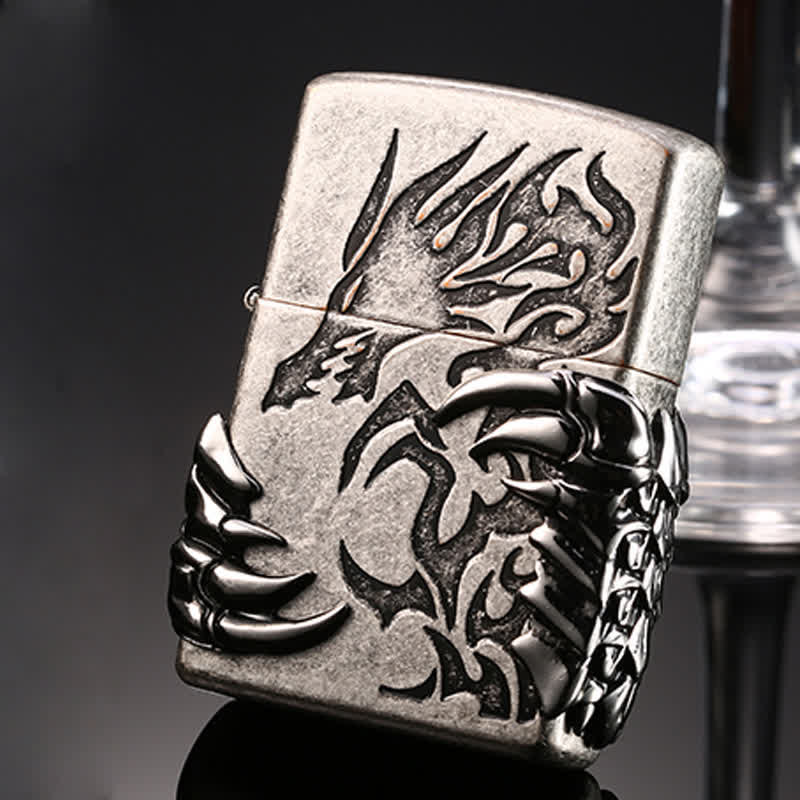 Dragon Claw Relief Refillable Kerosene Lighter - Silver - image 10