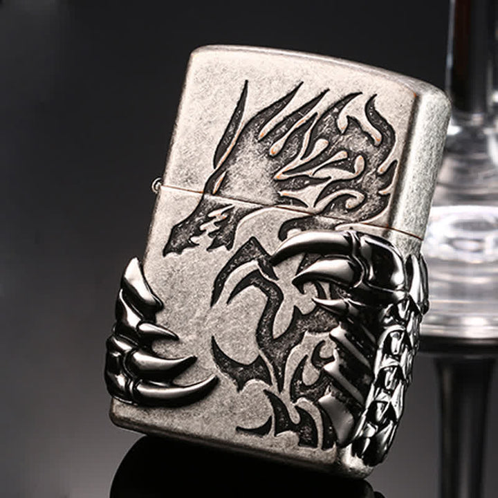 Dragon Claw Relief Refillable Kerosene Lighter - Silver - image 10