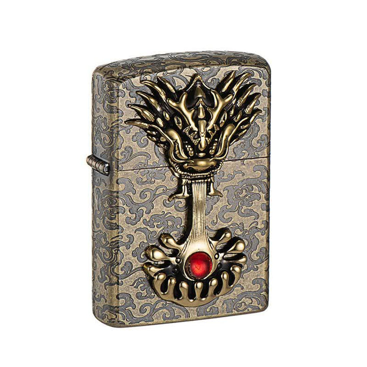 Engraved Dragon-Shaped Retro Refillable Kerosene Lighter - image 3