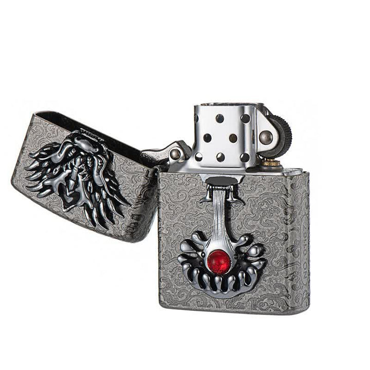 Engraved Dragon-Shaped Retro Refillable Kerosene Lighter - image 5
