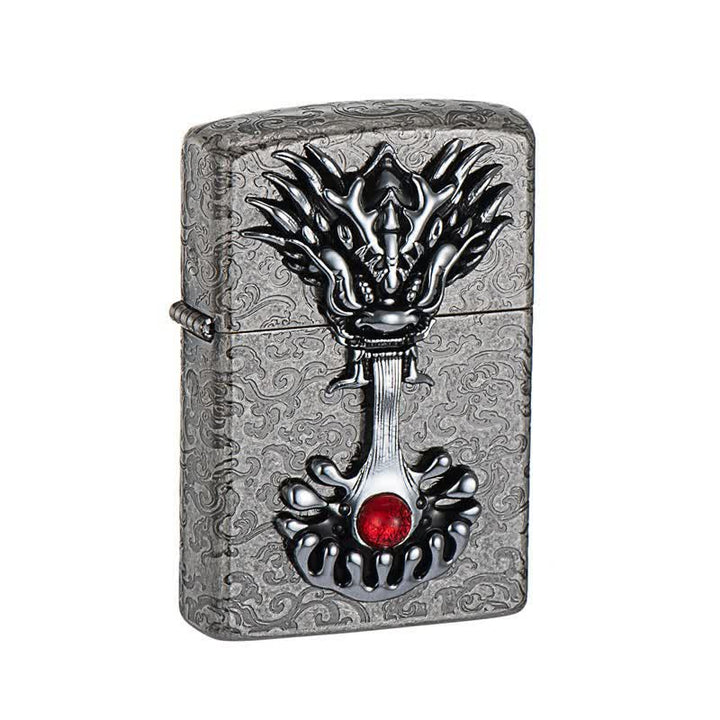 Engraved Dragon-Shaped Retro Refillable Kerosene Lighter - image 6