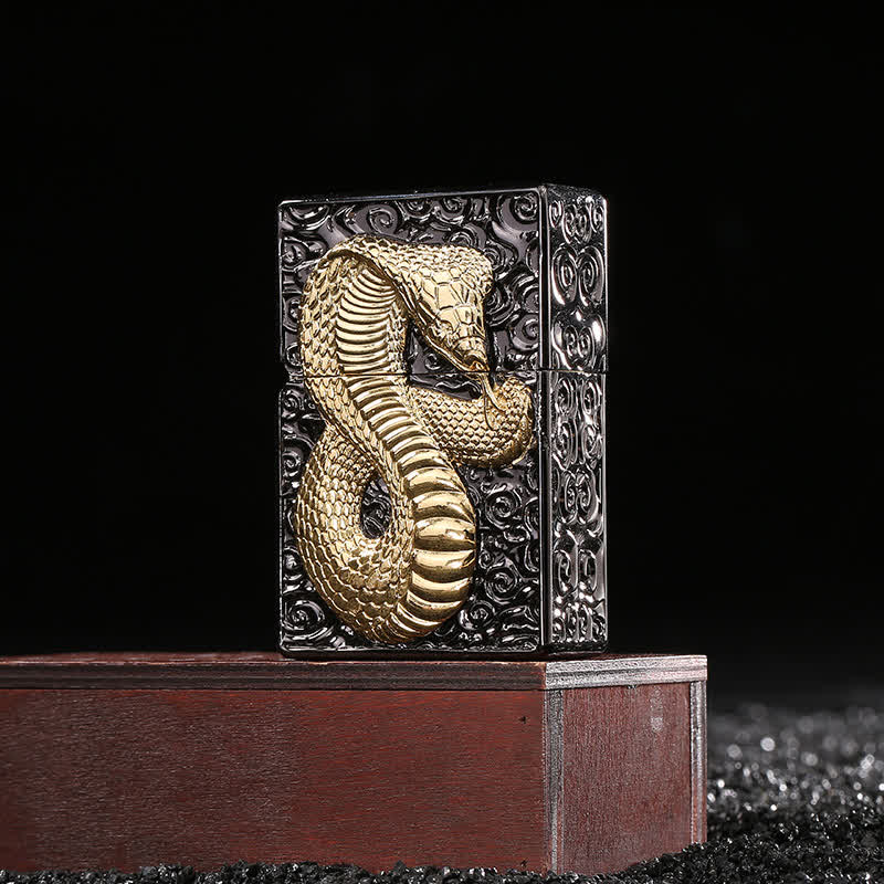 Black & Gold Snake Cobra Refillable Kerosene Lighter - image 3