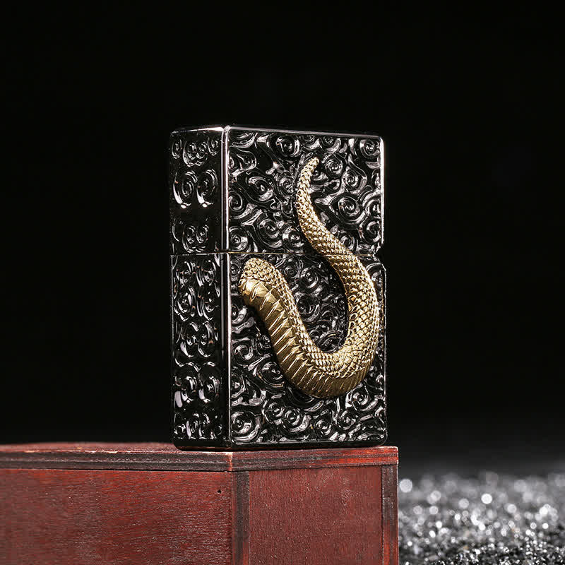 Black & Gold Snake Cobra Refillable Kerosene Lighter - image 4