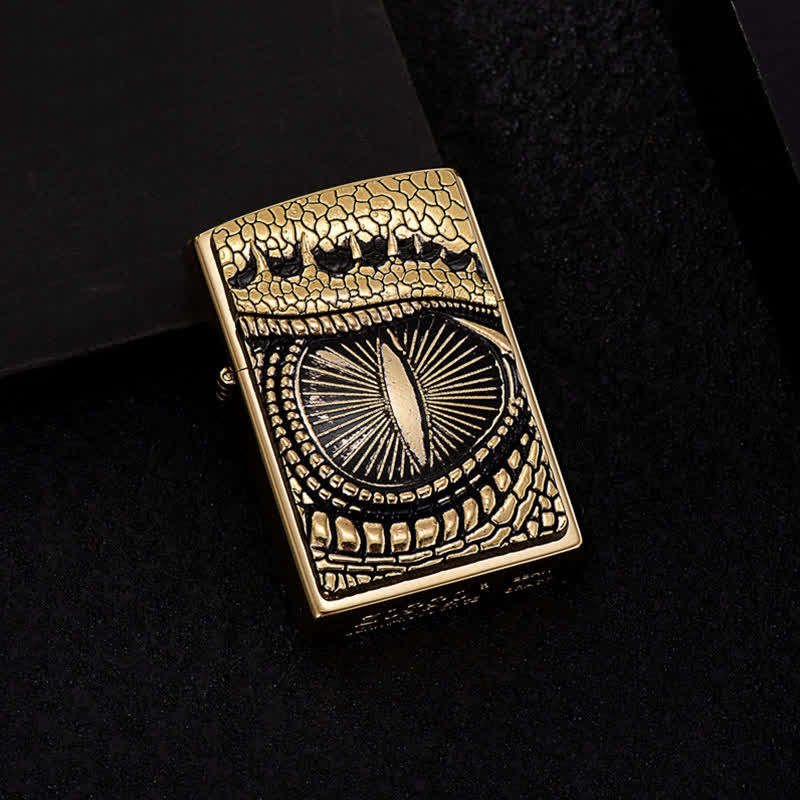 Awesome Dragon Eye Refillable Kerosene Lighter - Gold - image 0