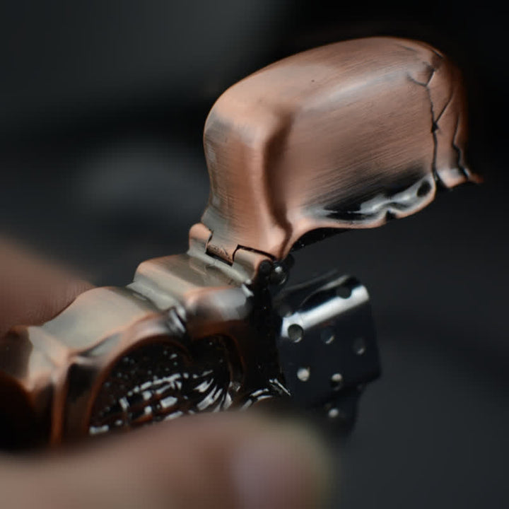 Retro Heavy Duty Armor Skull Refillable Kerosene Lighter - image 9