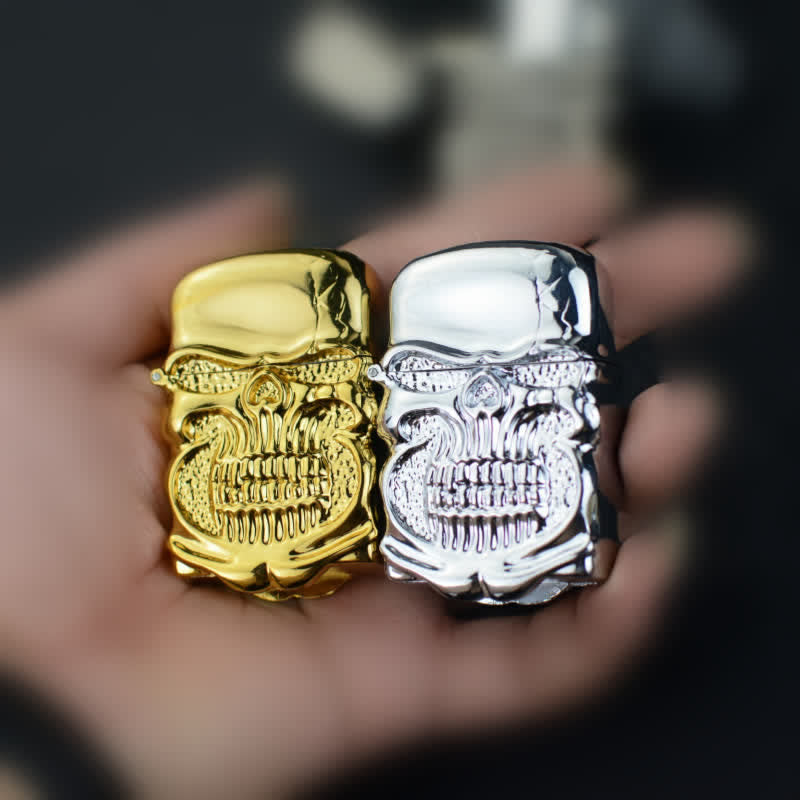Retro Heavy Duty Armor Skull Refillable Kerosene Lighter - image 2