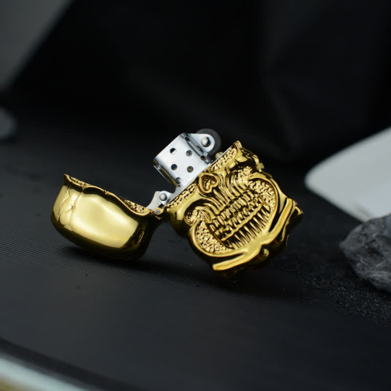 Retro Heavy Duty Armor Skull Refillable Kerosene Lighter - image 1