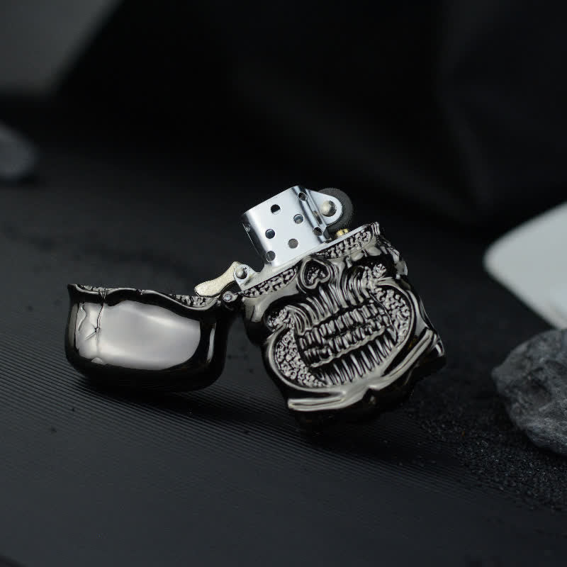 Retro Heavy Duty Armor Skull Refillable Kerosene Lighter - image 13