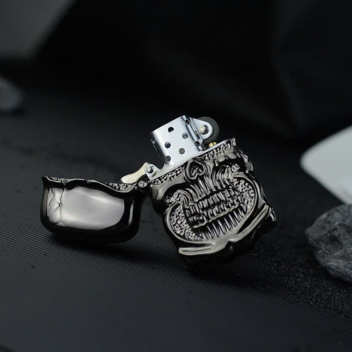 Retro Heavy Duty Armor Skull Refillable Kerosene Lighter - image 13