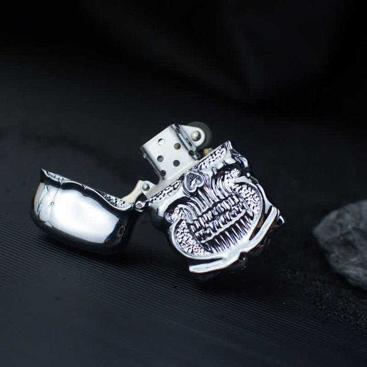 Retro Heavy Duty Armor Skull Refillable Kerosene Lighter - image 4