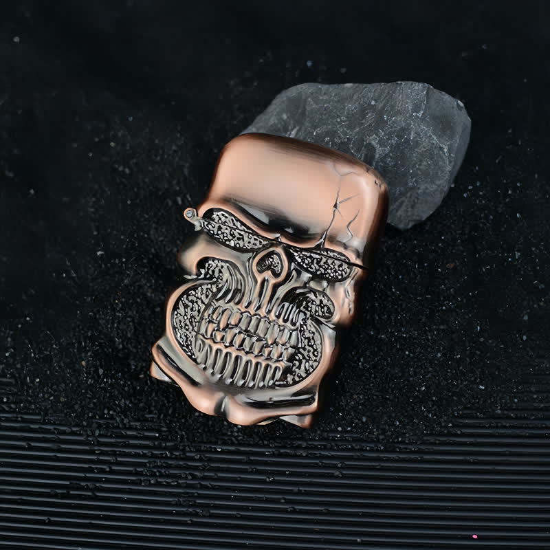 Retro Heavy Duty Armor Skull Refillable Kerosene Lighter - Red Bronze - image 6