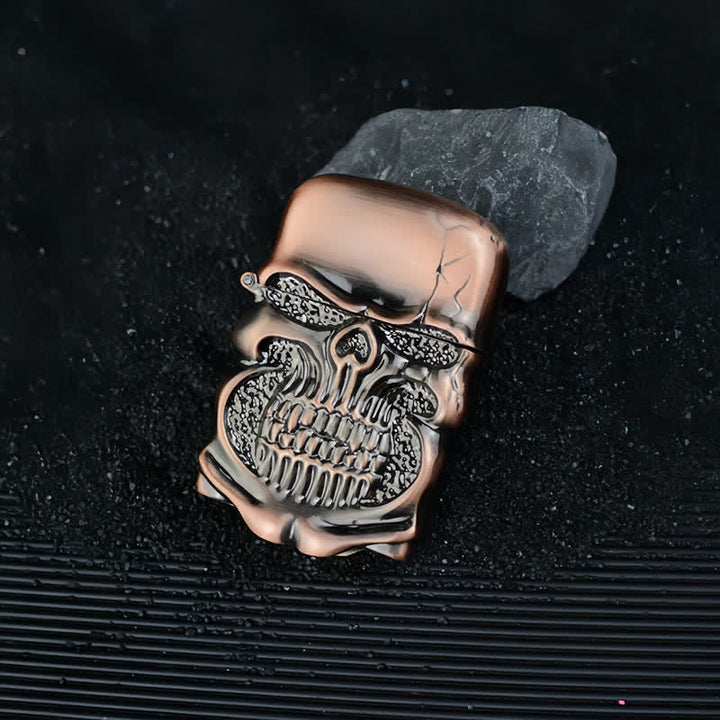 Retro Heavy Duty Armor Skull Refillable Kerosene Lighter - Red Bronze - image 6