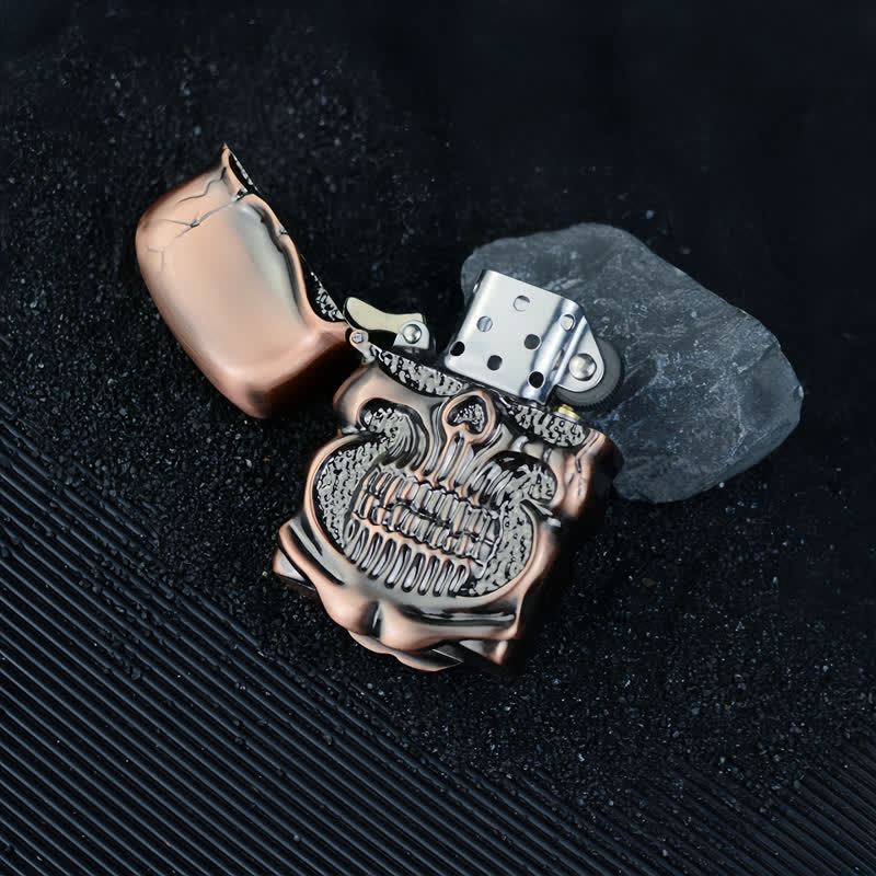 Retro Heavy Duty Armor Skull Refillable Kerosene Lighter - image 7